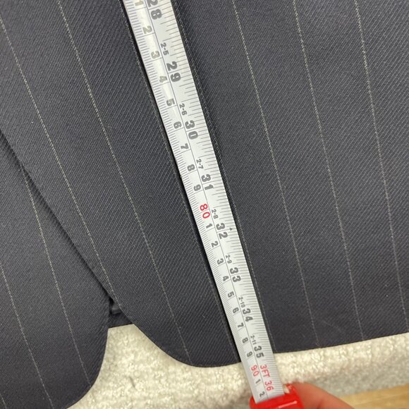 ERMENEGILDO ZEGNA Fine Worsted Super 100 Black Blazer White Chalk stripe Sz 56R - Picture 12 of 16